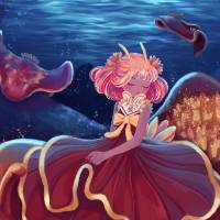 Character illustration in a underwater setting